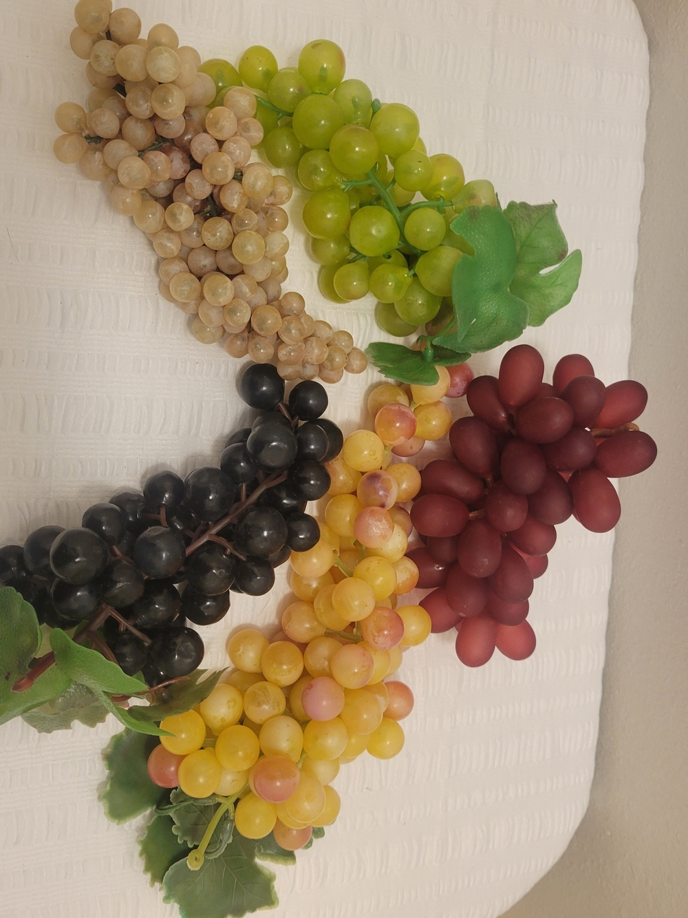 Assorted Artificial Grape Bunches - Yellow, Green, Red, Black, Cream